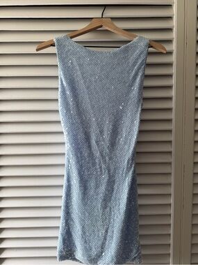 Meshki Light Blue Sequin Midi Dress